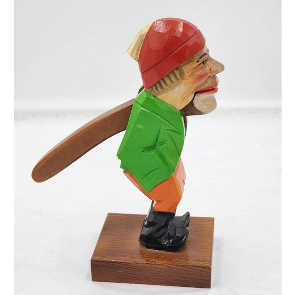 Nutcracker German Fisherman Fishing Hand Wood Carved Vintage Rare 9" - Picture 2 of 10